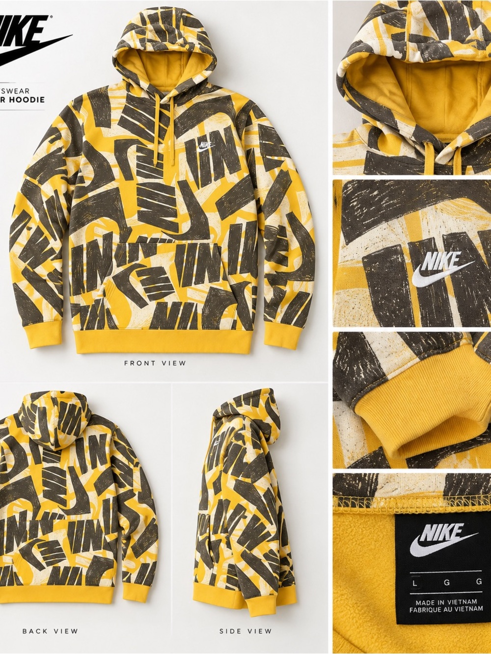 Nike Yellow & Black Graphic Zip-Up Sweater